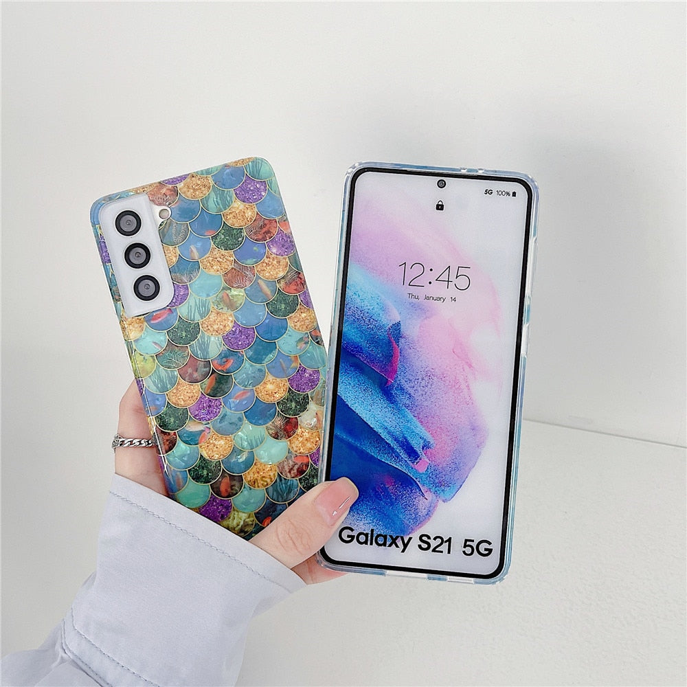 Anymob Samsung Gradient Pink Silicone Dream Shell Pattern Case Shockproof Back Cover-Mobile Phone Cases-PEROZ Accessories