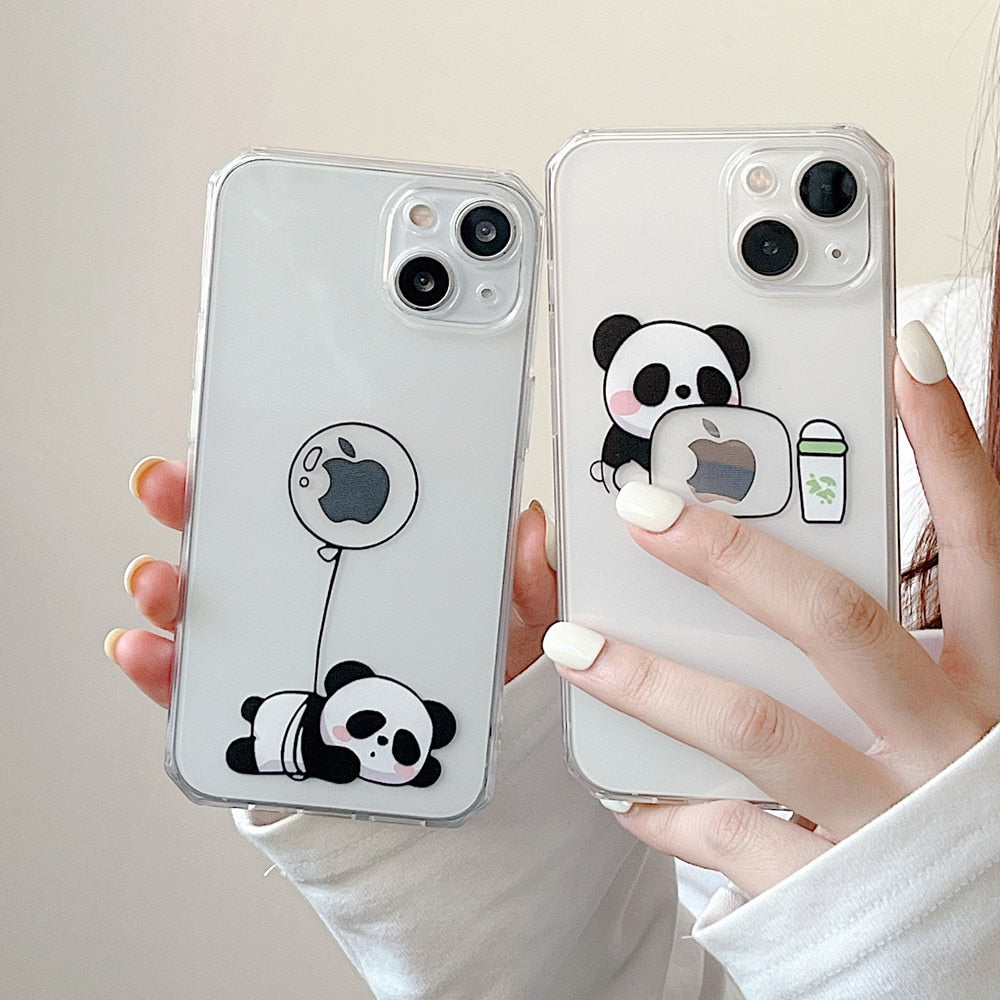 Anymob iPhone Balloon Panda Cartoon Transparent Phone Case Silicone Cover-Mobile Phone Cases-PEROZ Accessories