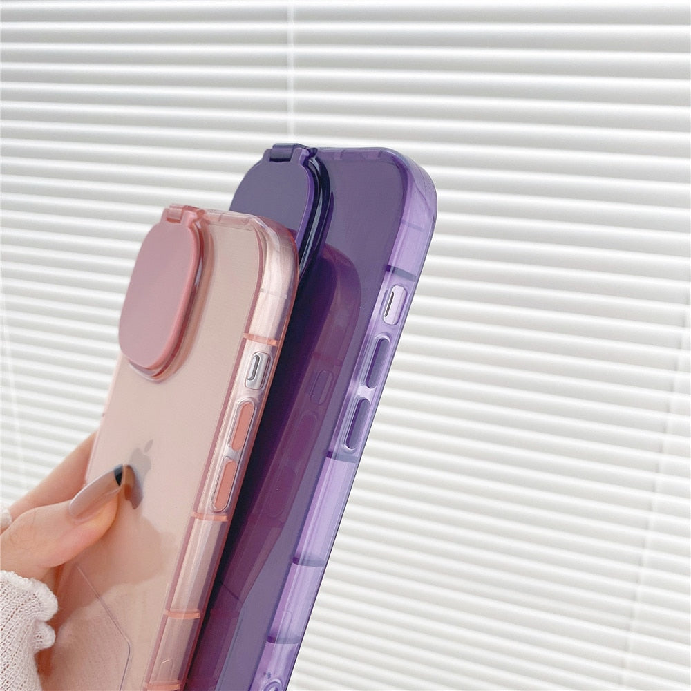 Anymob iPhone Pink Folding Makeup Mirror Phone Case With Flower Bracelet Protection Stand Cover-Mobile Phone Cases-PEROZ Accessories