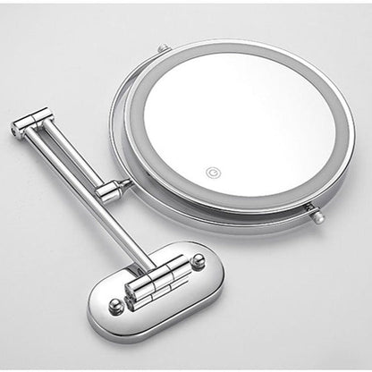 Anyvogue Silver 8in Wall Mounted Smart LED Makeup Mirror Double Sided Touch Dimming Adjustable 5x Magnification Battery Type-Makeup Mirror-PEROZ Accessories