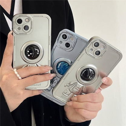 Anymob iPhone Case Space Blue Chromed Astronaut Foldable Holder Phone Cover-Mobile Phone Cases-PEROZ Accessories