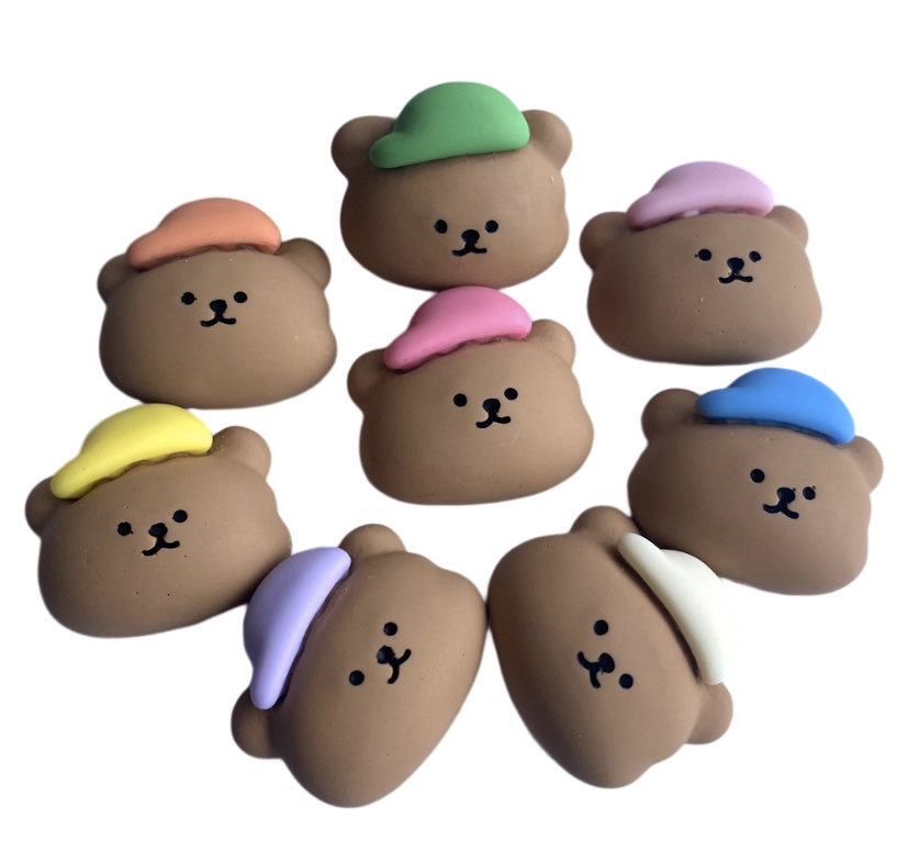 Anykidz 8pcs Bear Hat Design Shoe Charm Accessories Jeans Clogs Pendant Pin Designer Ornament Jibbitz for Crocs-Shoe Charms-PEROZ Accessories