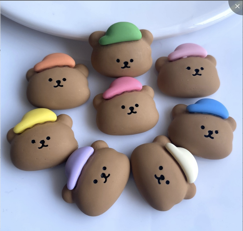 Anykidz 8pcs Bear Hat Design Shoe Charm Accessories Jeans Clogs Pendant Pin Designer Ornament Jibbitz for Crocs-Shoe Charms-PEROZ Accessories