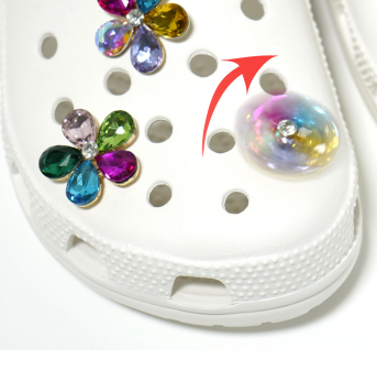 Anykidz 1pc Rotating Crystal Flower Shoe Charm Accessories Jeans Clogs Pendant Pin Designer Ornament Jibbitz for Crocs-Shoe Charms-PEROZ Accessories