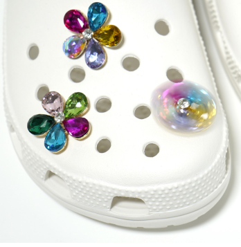 Anykidz 1pc Rotating Crystal Flower Shoe Charm Accessories Jeans Clogs Pendant Pin Designer Ornament Jibbitz for Crocs-Shoe Charms-PEROZ Accessories
