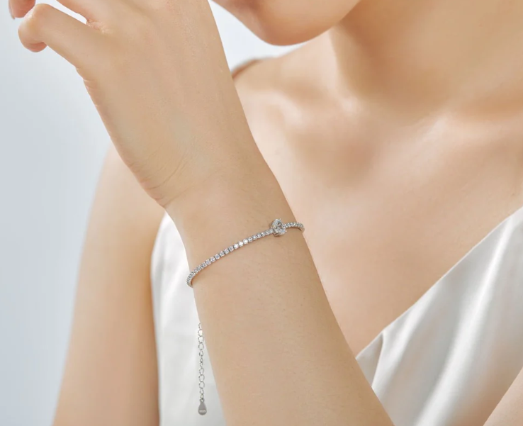 Anyco Bracelet Stackable Adjustable S925 Blue Pendant Sterling Silver 18K Gold Plated Cuban Chain Bracelets Women-Bracelets-PEROZ Accessories