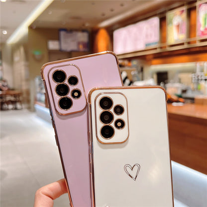 Anymob Samsung Pink Soft Electroplated Love Heart Phone Case Silicon Cover-Mobile Phone Cases-PEROZ Accessories