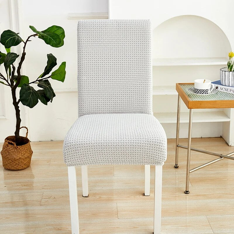 Anyhouz Chair Cover Light Grey Micro Knitted Design with Elastic Material for Dining Room Kitchen Wedding Hotel Banquet Restaurant-Chair Cover-PEROZ Accessories