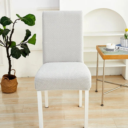 Anyhouz Chair Cover Light Grey Micro Knitted Design with Elastic Material for Dining Room Kitchen Wedding Hotel Banquet Restaurant-Chair Cover-PEROZ Accessories