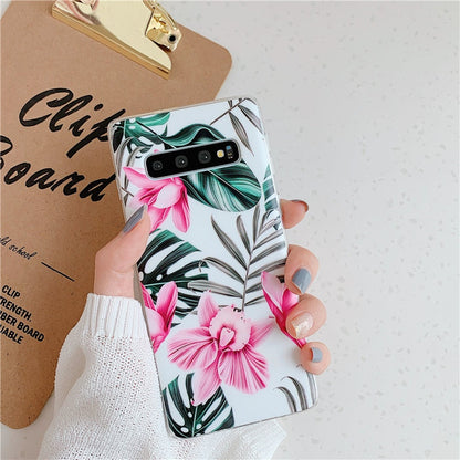 Anymob Samsung Case Green Floral Design Art Leaf Flower Silicon Without Holder Stand Phone Cover-Mobile Phone Cases-PEROZ Accessories