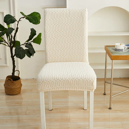 Anyhouz Chair Cover Beige Wavey Lines Design with Elastic Material for Dining Room Kitchen Wedding Hotel Banquet Restaurant-Chair Cover-PEROZ Accessories