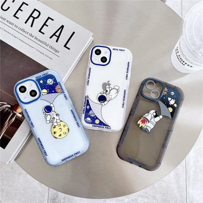 Anymob iPhone Case Blue Clear Cartoon Astronaut Soft Silicone Shockproof Bumper Back Cover-Mobile Phone Cases-PEROZ Accessories