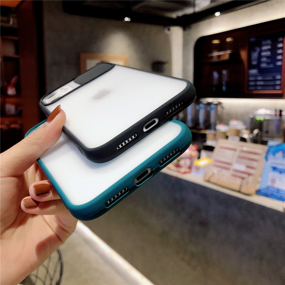Anymob iPhone Case Red Transparent Matte Slide Push Pull Window Camera Protection Cover-Mobile Phone Cases-PEROZ Accessories