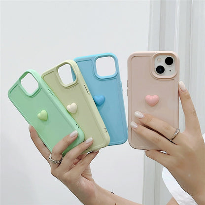 Anymob iPhone Case Tea Green Colorful Love Heart Candy Color Soft Silicone Shockproof Back Cover Bumper-Mobile Phone Cases-PEROZ Accessories