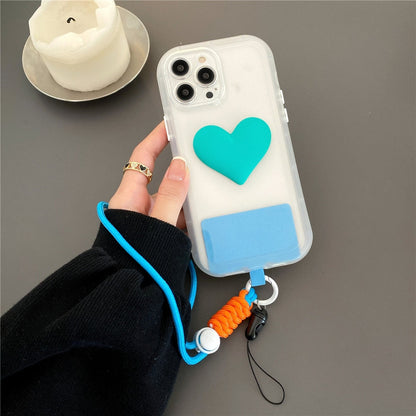 Anymob iPhone Case Blue Style 3D Love Heart Lanyard Shockproof Soft TPU Rope Cover-Mobile Phone Cases-PEROZ Accessories