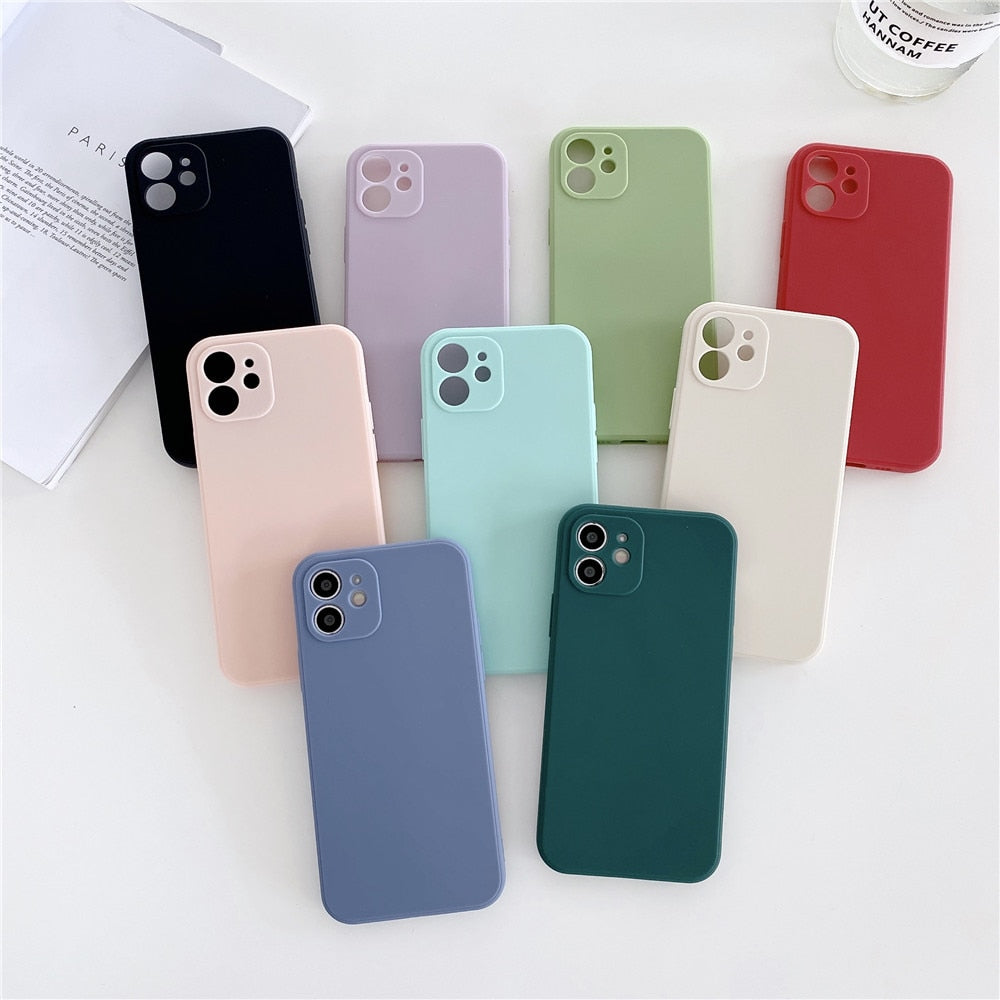 Anymob iPhone Case Mint Green Candy Color Straight Edge Soft Silicone Cover-Mobile Phone Cases-PEROZ Accessories