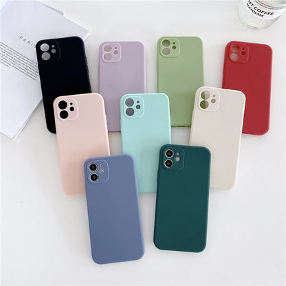 Anymob iPhone Case Mint Green Candy Color Straight Edge Soft Silicone Cover-Mobile Phone Cases-PEROZ Accessories