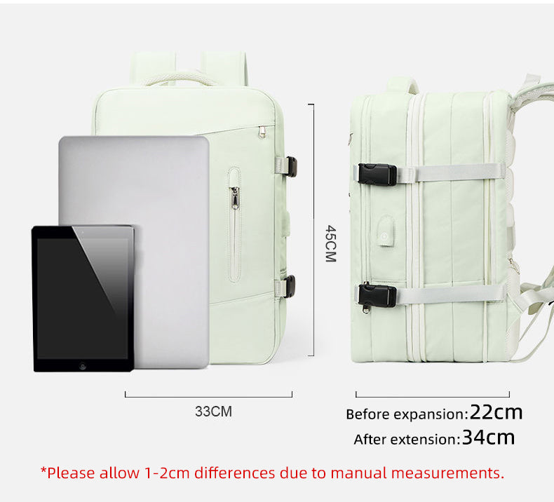 Anypack Backpack Gray Expandable Airplane Travel Bag For Women and Men Laptop Multifunctional Luggage Large Capacity-Backpacks-PEROZ Accessories