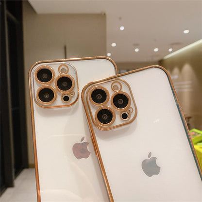 Anymob iPhone Case Blue Luxury Plating Square Frame Silicon Transparent Cover-Mobile Phone Cases-PEROZ Accessories