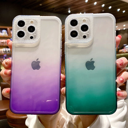 Anymob iPhone Case Yellow Green Gradient Soft Clear Diamond Camera Protection Cover-Mobile Phone Cases-PEROZ Accessories