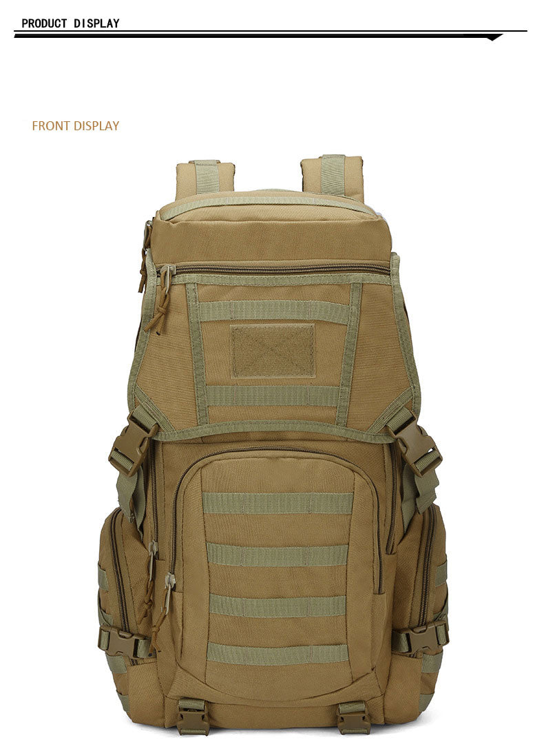 Anypack Backpack Khaki Camping Hiking Daypack Army Rucksack Outdoor Fishing Sport Hunting Climbing Waterproof Bag 50L-Backpacks-PEROZ Accessories