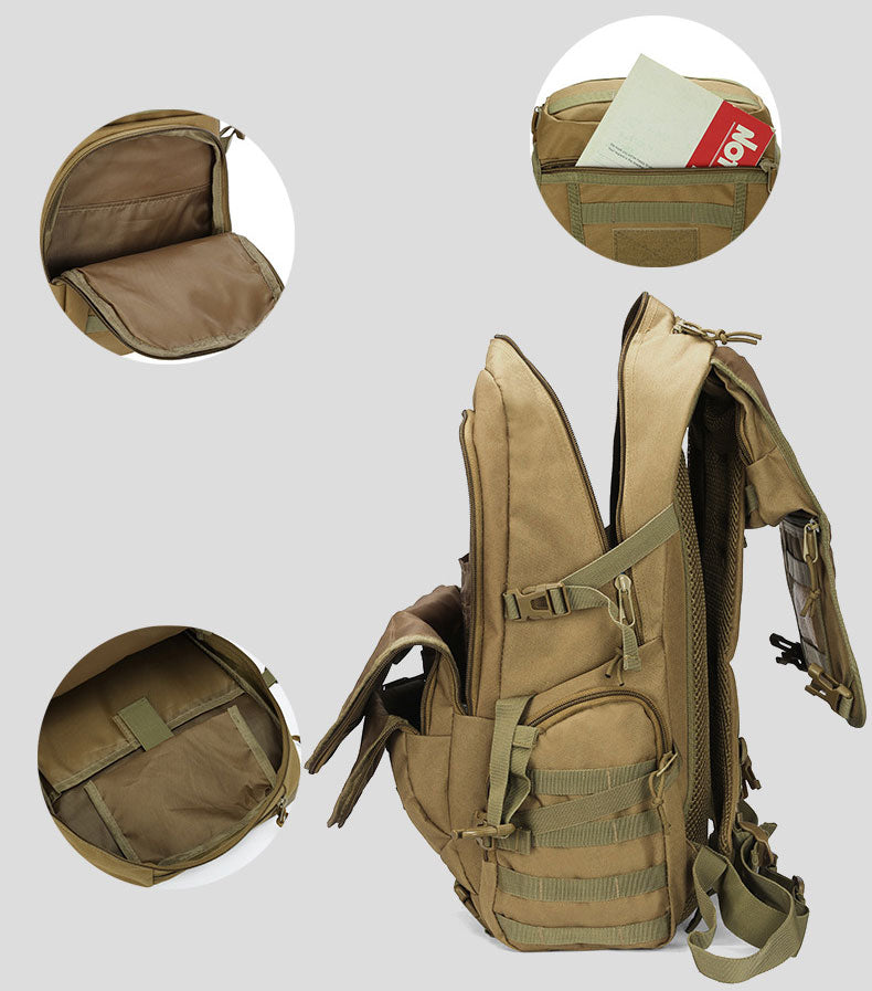 Anypack Backpack Khaki Camping Hiking Daypack Army Rucksack Outdoor Fishing Sport Hunting Climbing Waterproof Bag 50L-Backpacks-PEROZ Accessories