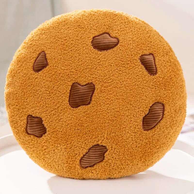 Anyhouz Plush Pillow Light Brown Chocolate Cookies Biscuit Shape Stuffed Soft Pillow Seat Cushion Room Decor 36cm-Pillow-PEROZ Accessories