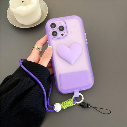 Anymob iPhone Case Blue Style 3D Love Heart Lanyard Shockproof Soft TPU Rope Cover-Mobile Phone Cases-PEROZ Accessories