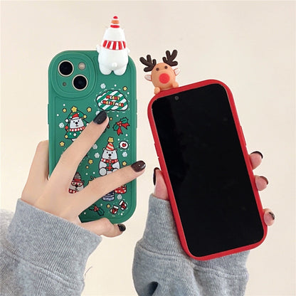 Anymob iPhone Case Green Cute 3D Doll Cartoon Christmas Santa Reindeer Soft Silicon Cover-PEROZ Accessories