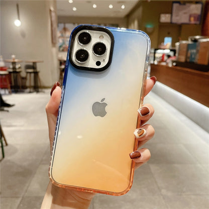 Anymob iPhone Yellow And Orange Gradient Rainbow Shockproof Phone Case Transparent Soft Silicone Cover-Mobile Phone Cases-PEROZ Accessories