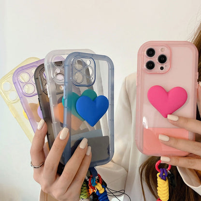 Anymob iPhone Case Blue Style 3D Love Heart Lanyard Shockproof Soft TPU Rope Cover-Mobile Phone Cases-PEROZ Accessories