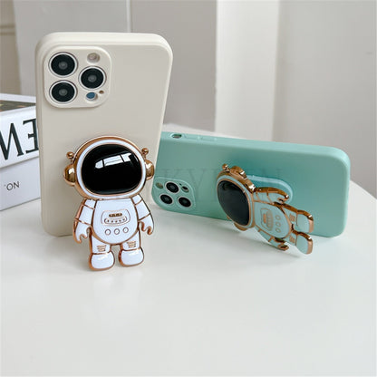 Anymob iPhone Case Soft Pink Silicone Cute Astronaut Stand Holder Lens Protect Phone Cover-Mobile Phone Cases-PEROZ Accessories