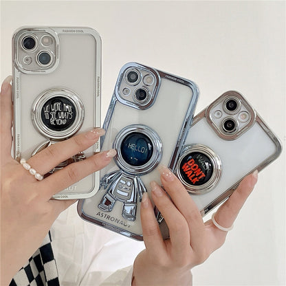 Anymob iPhone Case Space Blue Chromed Astronaut Foldable Holder Phone Cover-Mobile Phone Cases-PEROZ Accessories