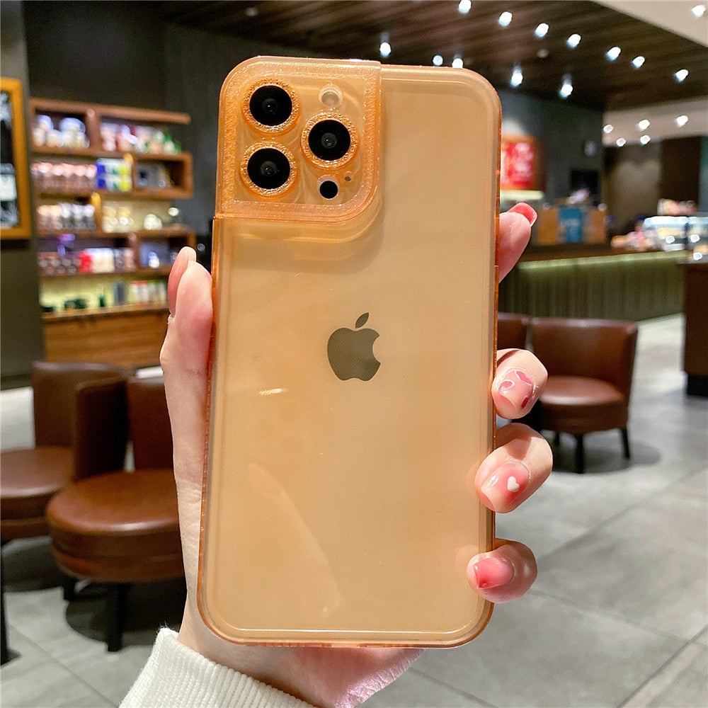 Anymob iPhone Case Pink Diamond Camera Protection Clear Fluorescent Neon Soft Silicone Gel Cover-Mobile Phone Cases-PEROZ Accessories