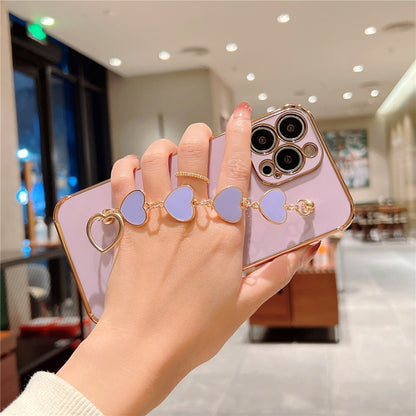 Anymob iPhone Khaki Electroplated Bracelet Love Heart Phone Case Soft Back Cover-Mobile Phone Cases-PEROZ Accessories