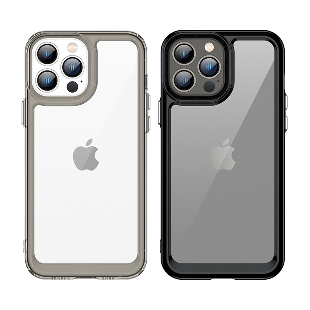 Anymob iPhone Case White Transparent Bumper Shockproof Candy Color Soft Acrylic Back Cover-PEROZ Accessories