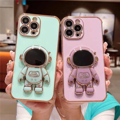 Anymob iPhone Case Glossy White Astronaut Folding Stand Mini Soft Phone Back Cover-Mobile Phone Cases-PEROZ Accessories