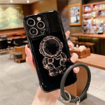 Anymob iPhone Black Hand Ring Loop Soft Case Astronaut Folding Stand Holder Cover-Mobile Phone Cases-PEROZ Accessories