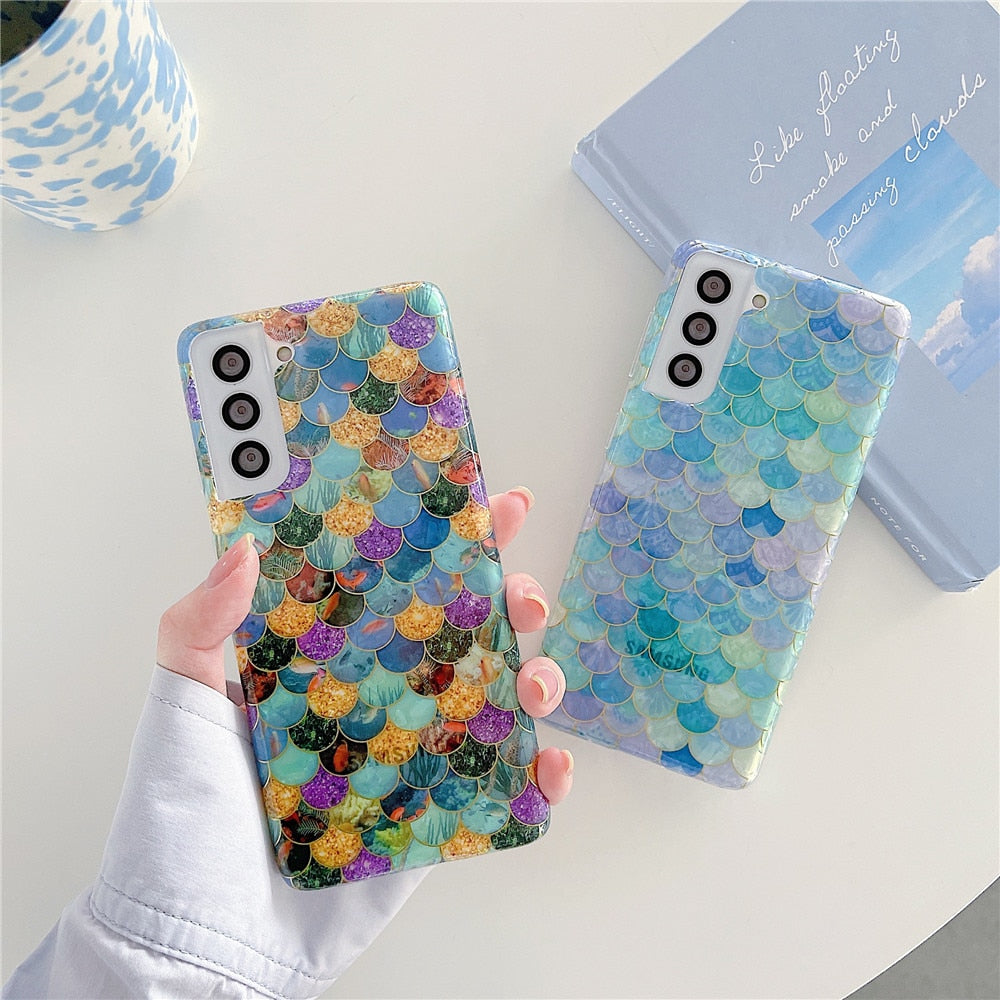 Anymob Samsung Gradient Pink Silicone Dream Shell Pattern Case Shockproof Back Cover-Mobile Phone Cases-PEROZ Accessories
