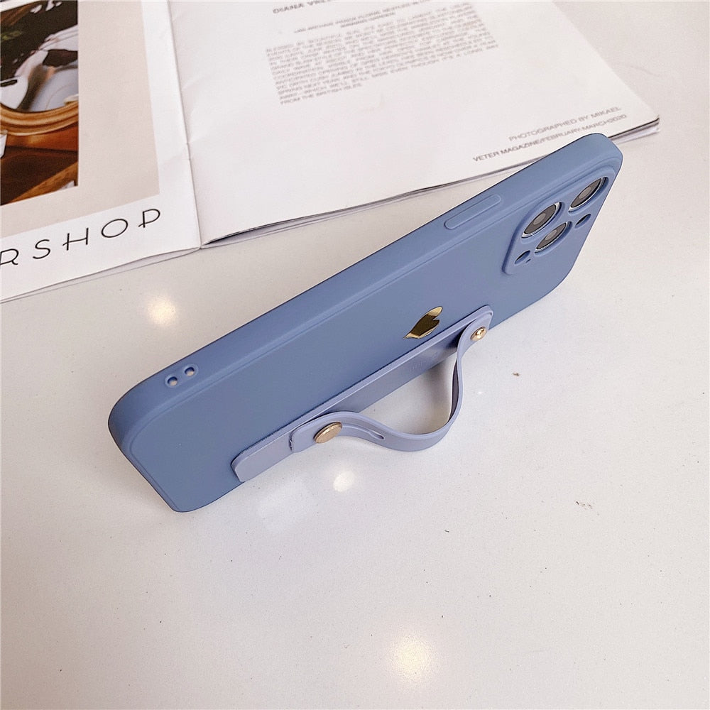 Anymob iPhone Violet Wrist Strap Love Heart Phone Case Shockproof Soft Cover-Mobile Phone Cases-PEROZ Accessories