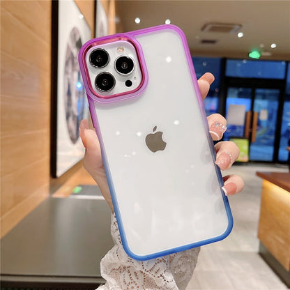 Anymob iPhone Case Orange Colorful Gradient Transparent Border Cover Acrylic Protective-Mobile Phone Cases-PEROZ Accessories