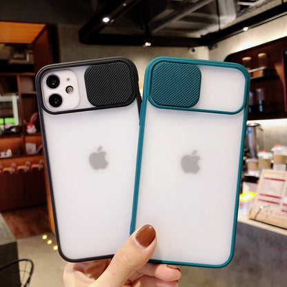 Anymob iPhone Case Purple Transparent Matte Slide Push Pull Window Camera Protection Cover-Mobile Phone Cases-PEROZ Accessories