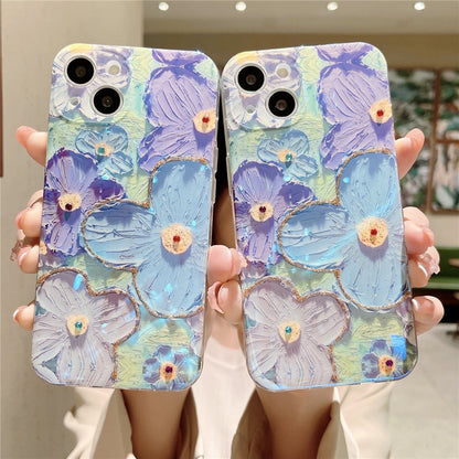 Anymob iPhone Case Flower Aesthetic Oil Painting Flowers Silicone Shockproof Soft Cover-Mobile Phone Cases-PEROZ Accessories