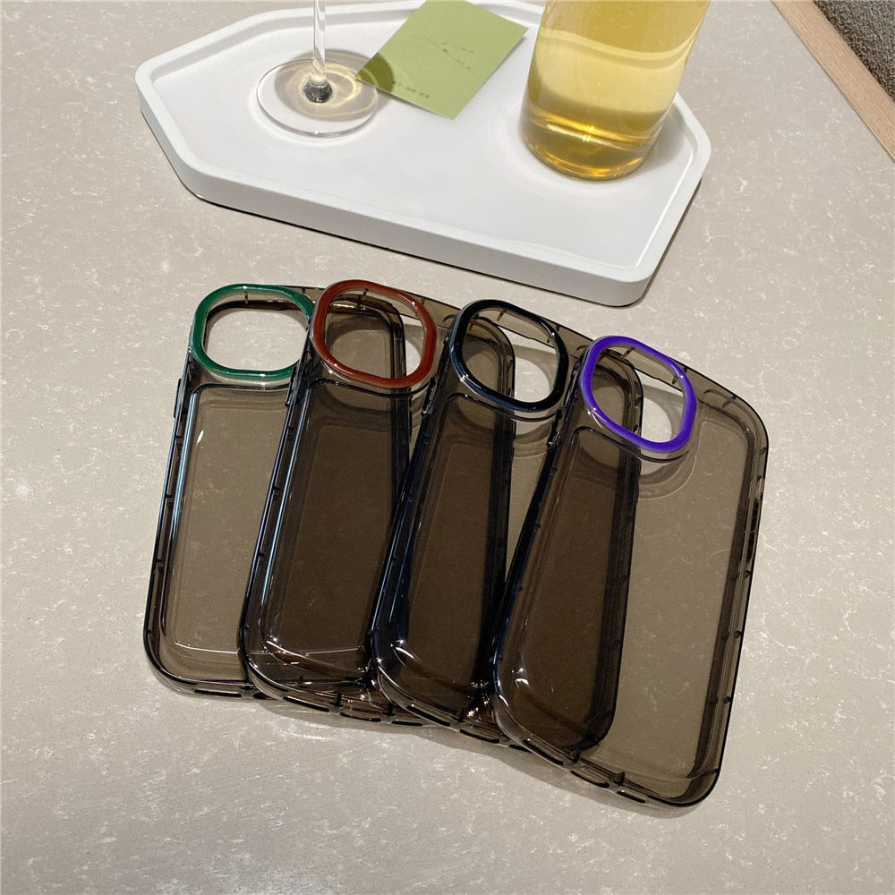 Anymob iPhone Case Brown Transparent Candy Color Camera Protection Soft Silicone Airbag Shockproof Bumper-Mobile Phone Cases-PEROZ Accessories