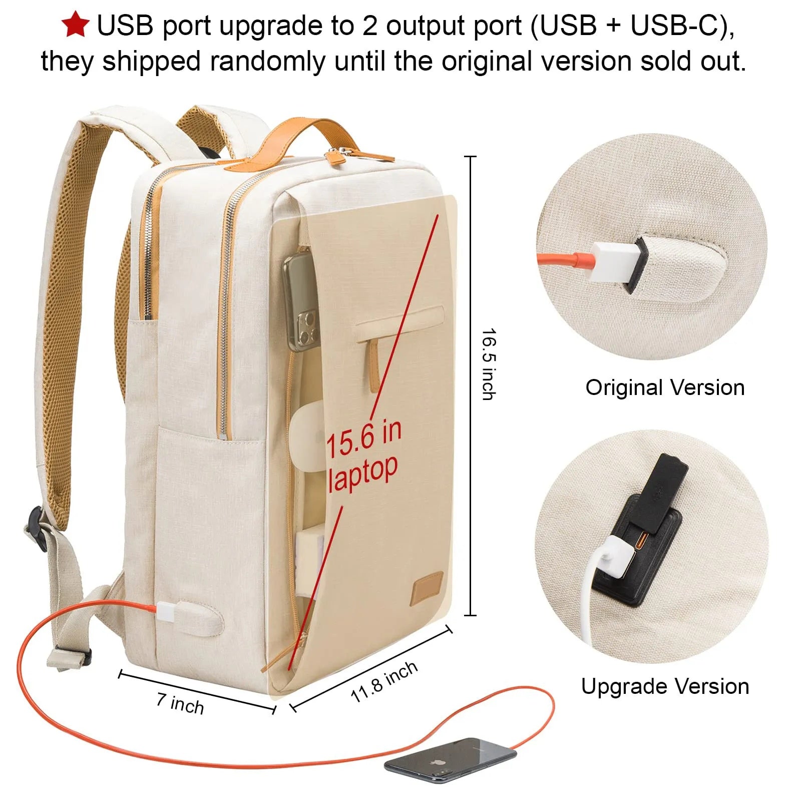 Anypack Backpack Light Gray Multifunctional Notebook Computer Student Schoolbag Large Capacity Travel Bag for Men and Women&