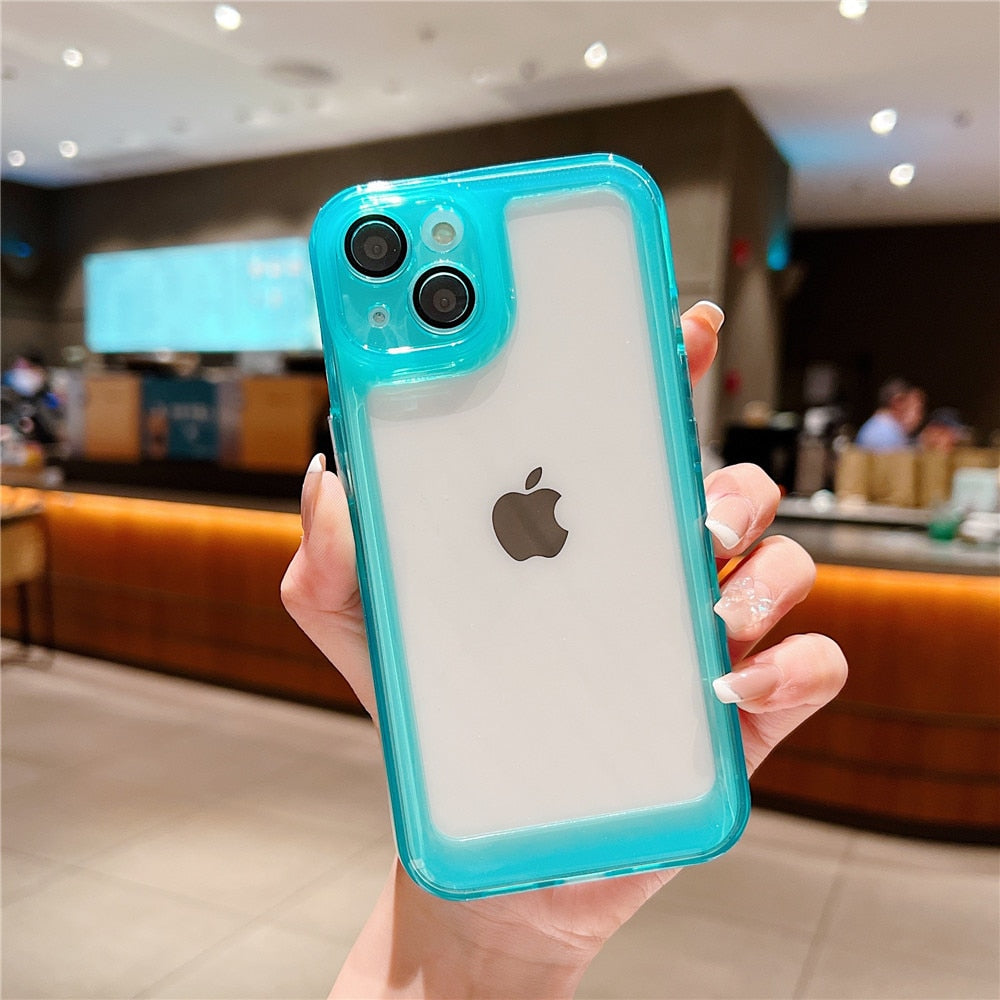 Anymob iPhone Case Pink Shockproof Clear Camera Protective Transparent Soft Candy Colors Cover-Mobile Phone Cases-PEROZ Accessories