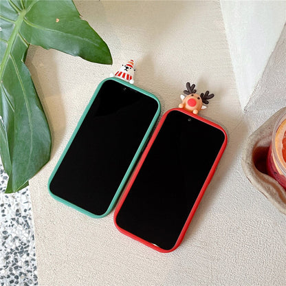 Anymob iPhone Case Green Cute 3D Doll Cartoon Christmas Santa Reindeer Soft Silicon Cover-PEROZ Accessories