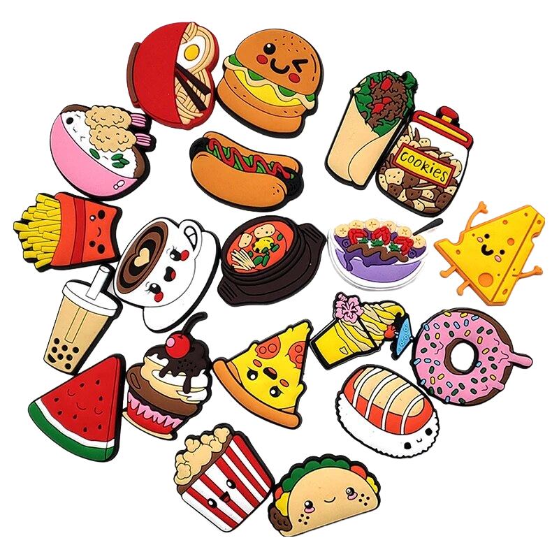 Anykidz Jibbitz Random Food 10pcs Shoe Charm Accessories Jeans Clogs Pendants Designer Ornament for Crocs-Shoe Accessories-PEROZ Accessories