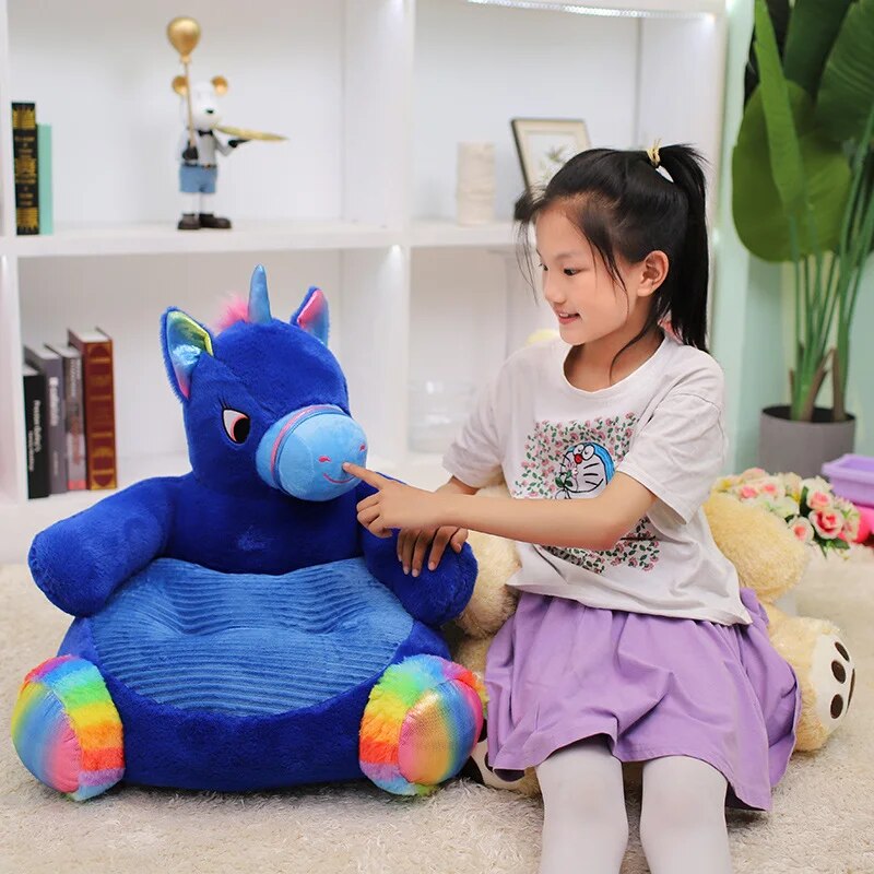 Anykidz Sofa Brown Bear Animal Shape Stuffed Soft Sofa Seat Cushion Room Decor for Kids-Kids Sofa-PEROZ Accessories