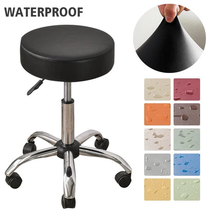 Anyhoux Barstool Cushion Cover Yellow Elastic Bands Slipcover for Swivel Chair Barstool Washable PU Leather Cushion Cover-Chair Cover-PEROZ Accessories